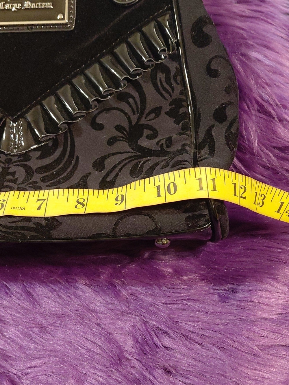 Killstar Black Velvet & Patent Gothic Satchel - Picture 13 of 15